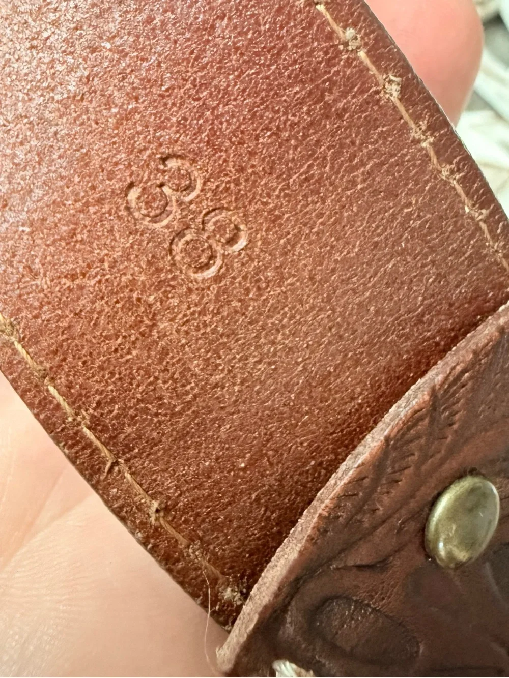 Nocona Brown Leather Belt with Ornate Turquoise-Accented Buckle Vintage 38
